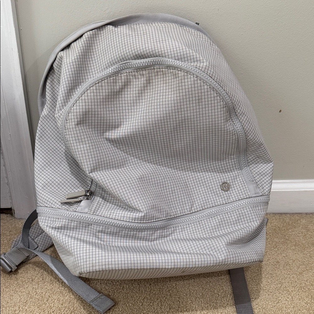 Lululemon Athletica Light Gray Grid Backpack